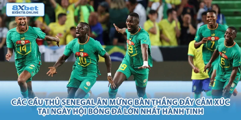 Các cầu thủ Senegal ăn mừng bàn thắng đầy cảm xúc tại ngày hội bóng đá lớn nhất hành tinh.