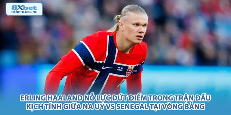 Erling Haaland nỗ lực dứt điểm trong trận đấu kịch tính giữa Na Uy vs Senegal tại vòng bảng.