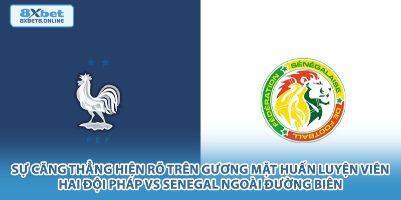 Sự căng thẳng hiện rõ trên gương mặt huấn luyện viên hai đội Pháp vs Senegal ngoài đường biên.